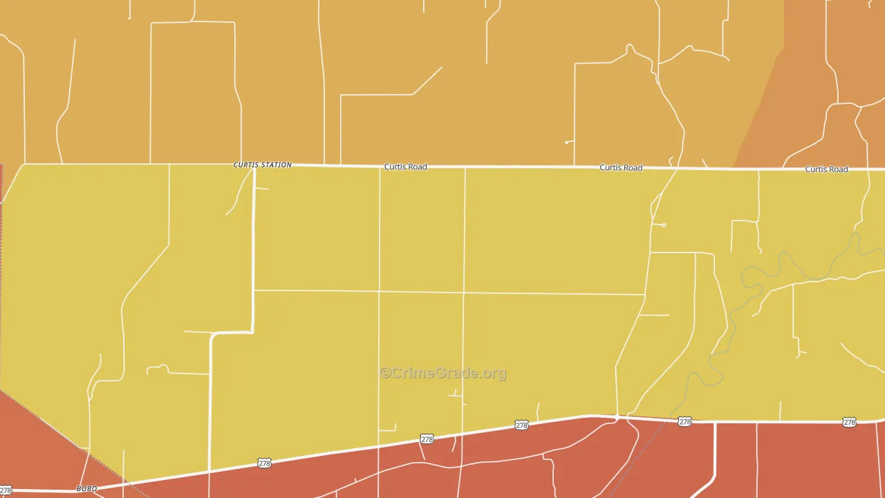 Curtis Station, MS Map of Theft Rates