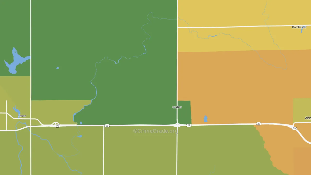 Curtiss, WI Map of Theft Rates