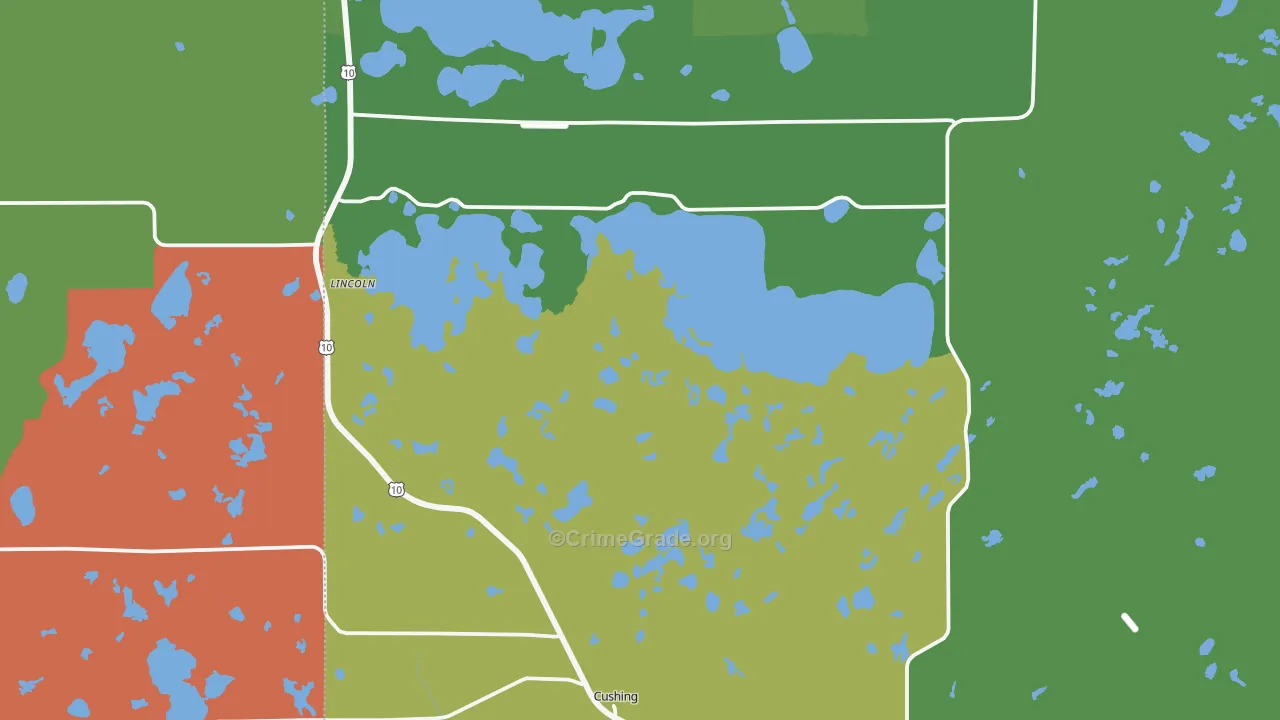 Cushing, MN Map of Theft Rates