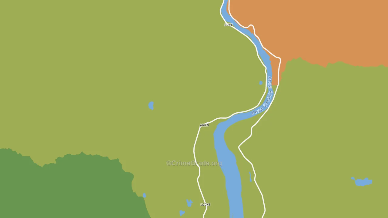 Cusick, WA Map of Theft Rates