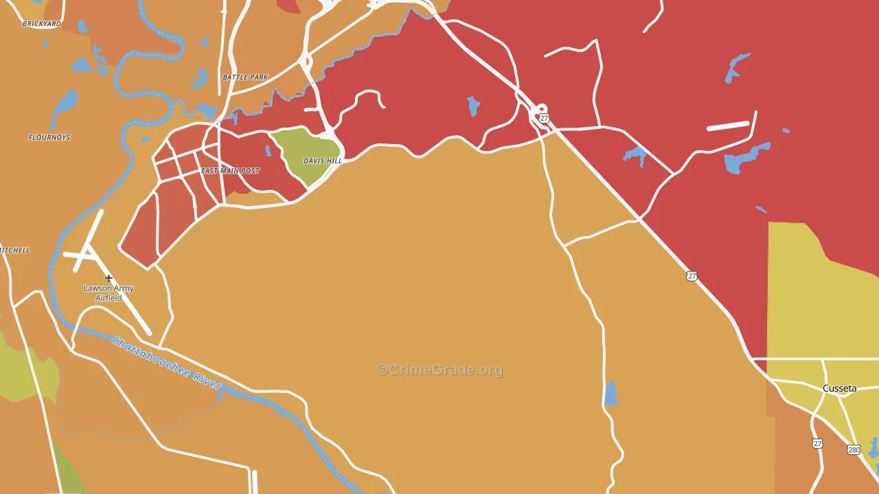 Cusseta, GA Map of Theft Rates