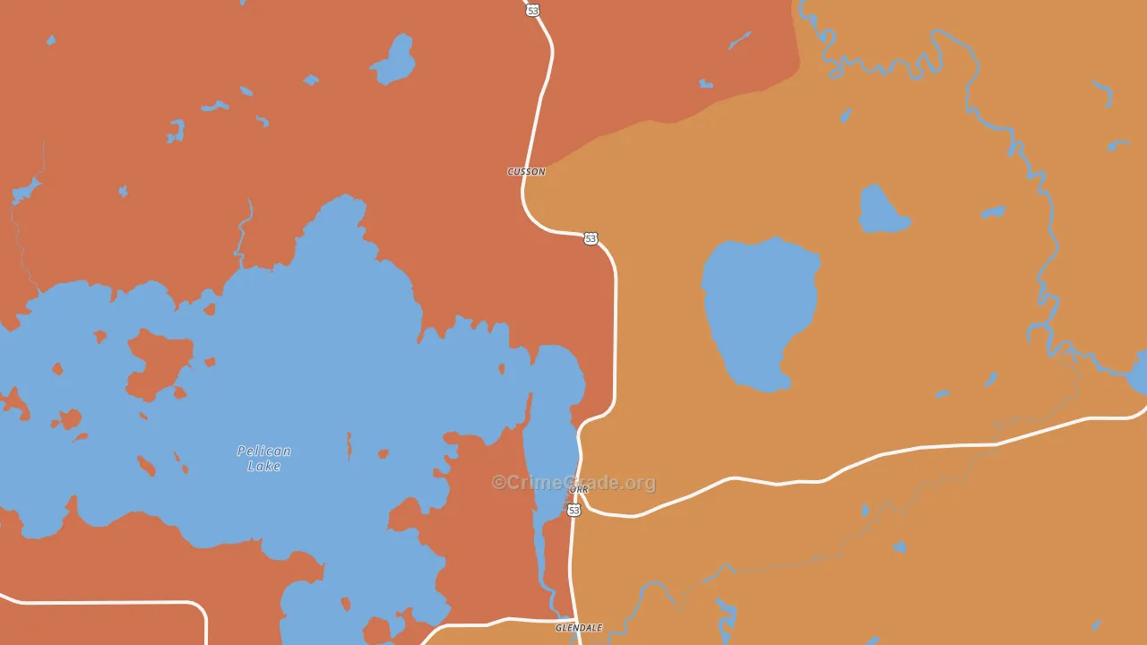 Cusson, MN Map of Theft Rates