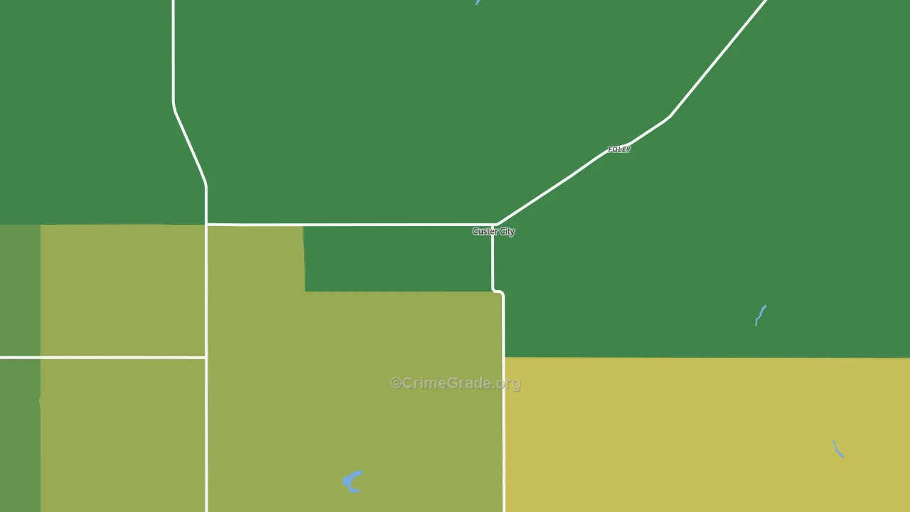 Custer City, OK Map of Theft Rates