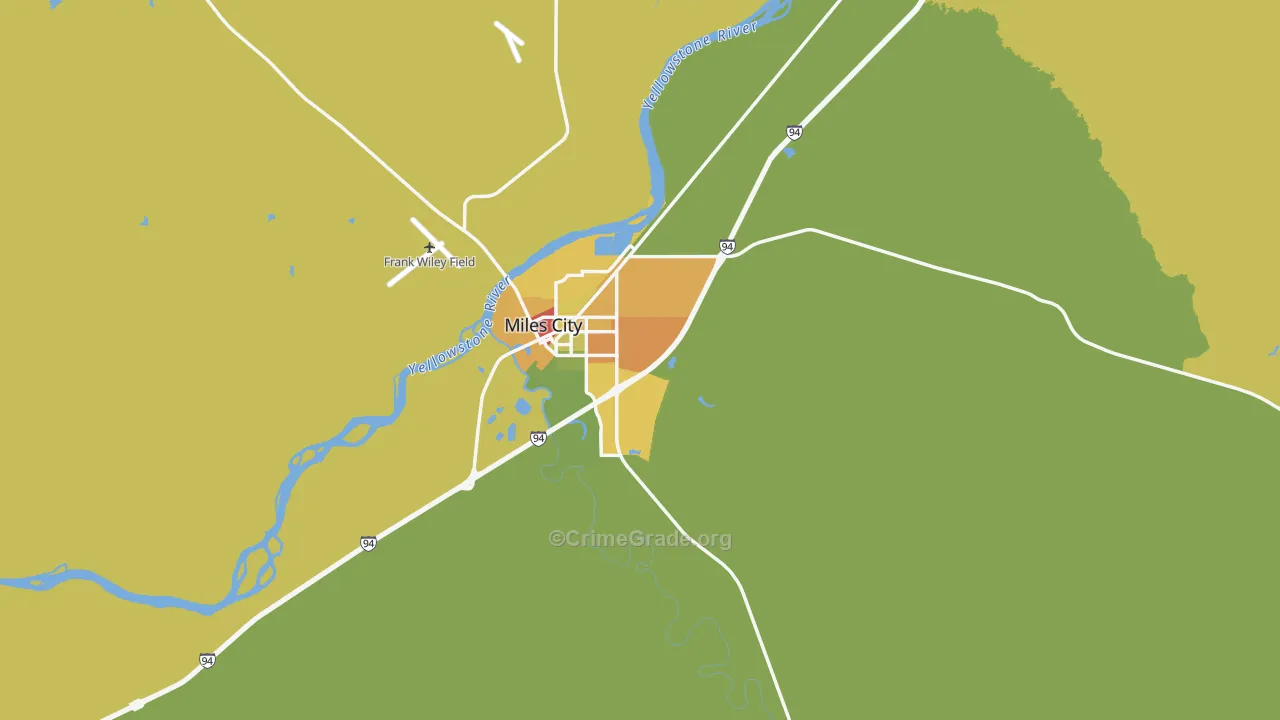 Custer County, MT Map of Theft Rates