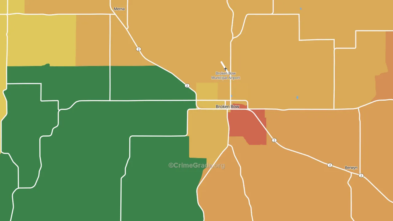 Custer County, NE Map of Theft Rates