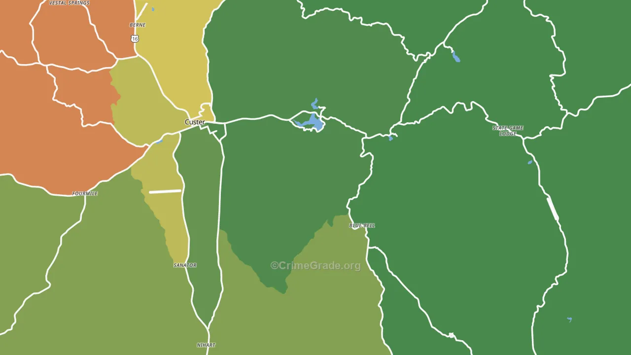 Custer County, SD Map of Theft Rates