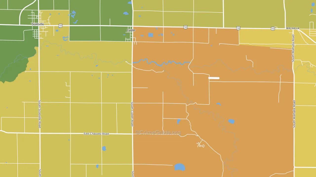 Custer, MI Map of Theft Rates