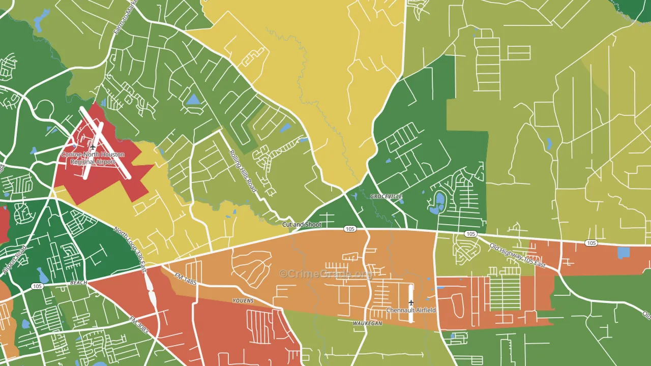 Cut and Shoot, TX Map of Theft Rates