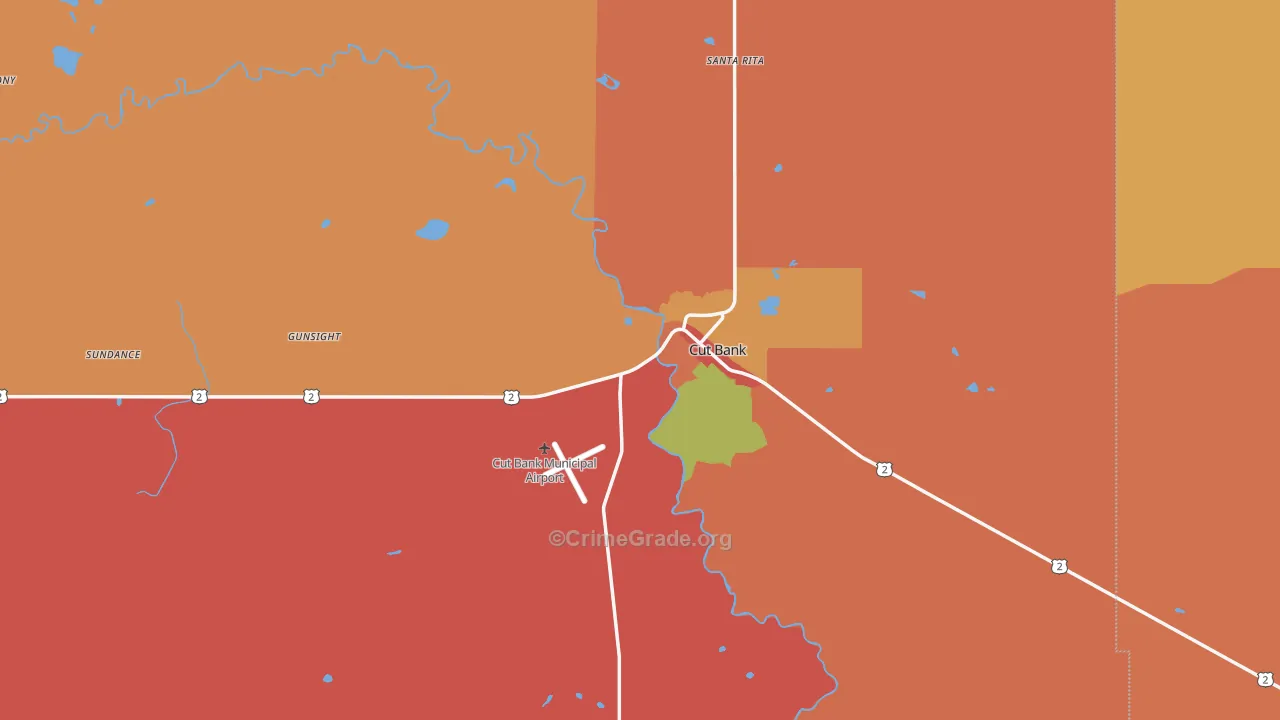 Cut Bank, MT Map of Theft Rates