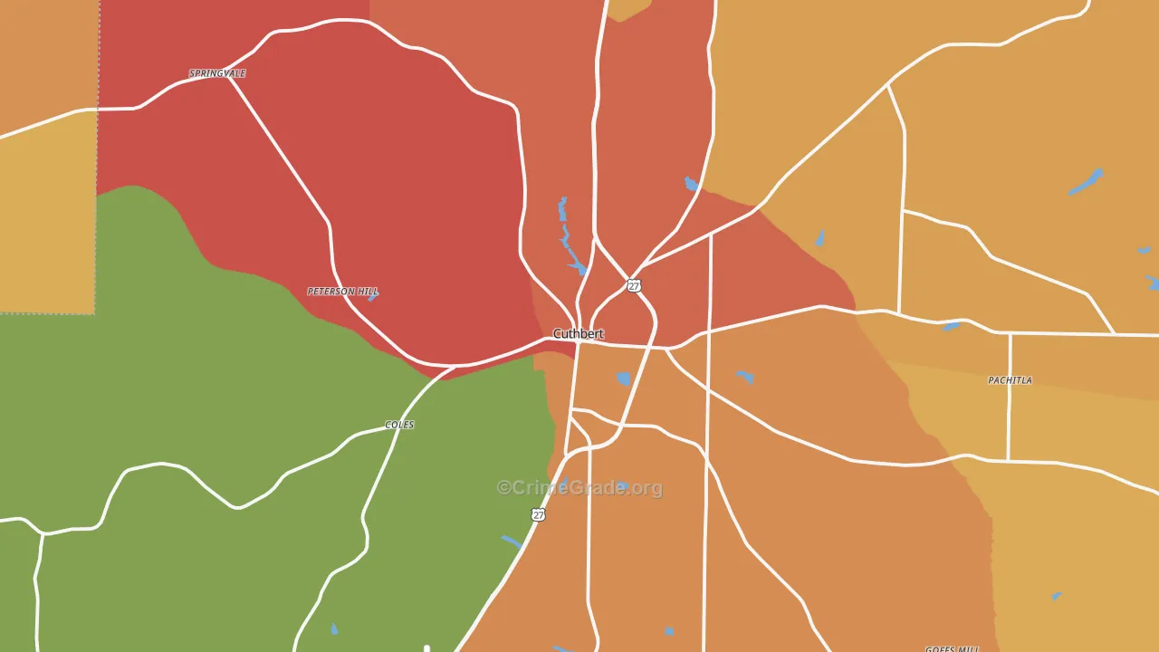 Cuthbert, GA Map of Theft Rates