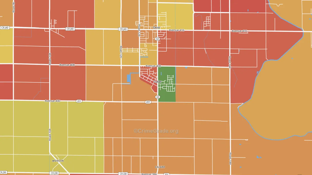 Cutler, CA Map of Theft Rates