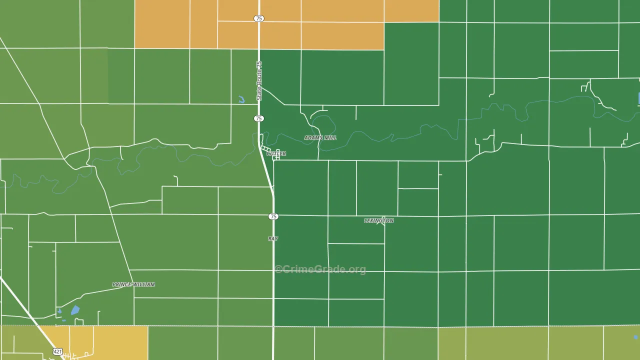 Cutler, IN Map of Theft Rates
