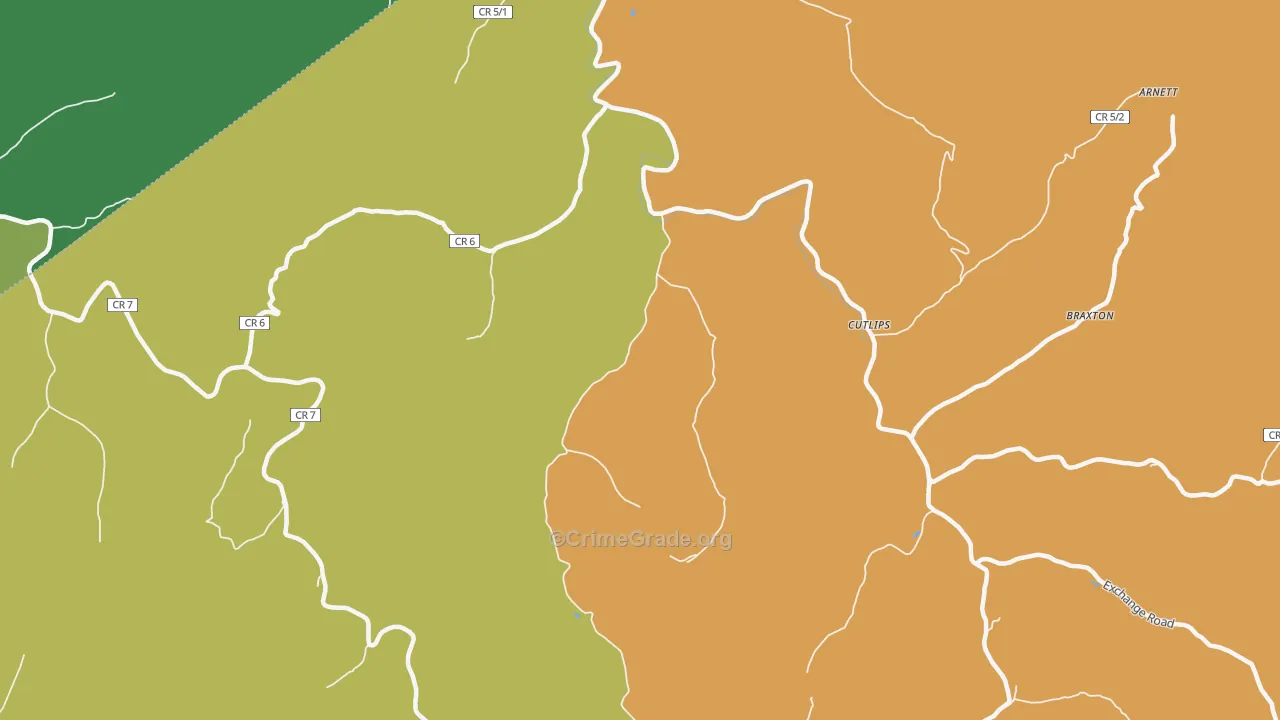 Cutlips, WV Map of Theft Rates
