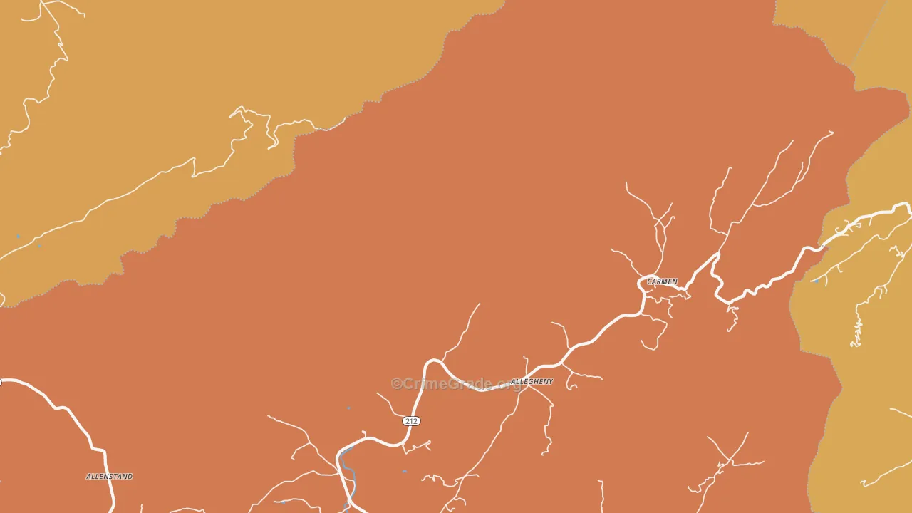 Cutshalltown, NC Map of Theft Rates