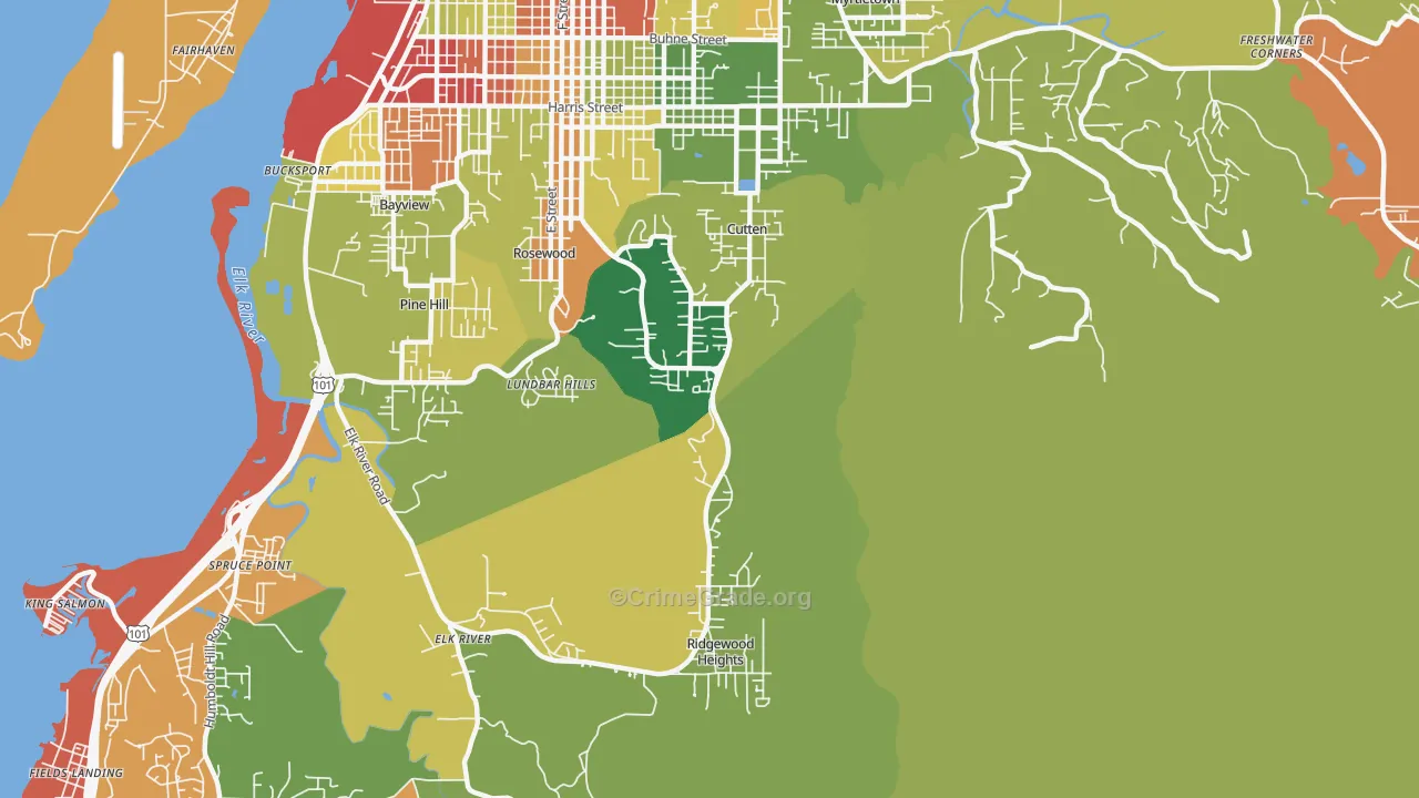 Cutten, Eureka, CA Map of Theft Rates