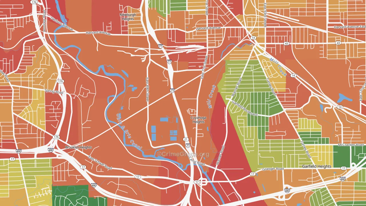 Cuyahoga Heights, OH Map of Theft Rates
