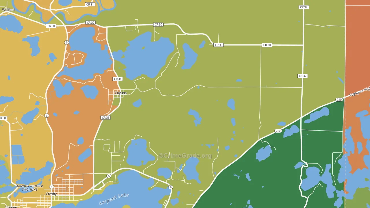 Cuyuna, MN Map of Theft Rates
