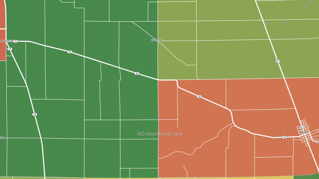 Cyclone, IN Map of Theft Rates