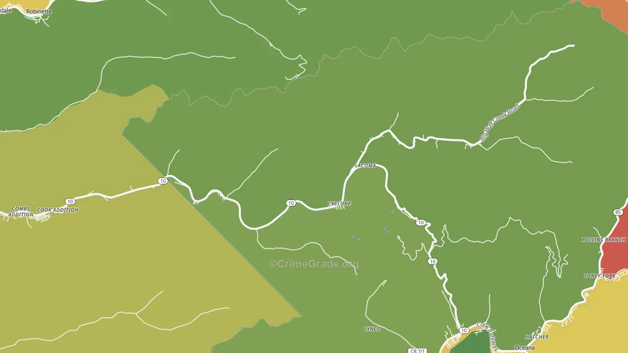 Cyclone, WV Map of Theft Rates