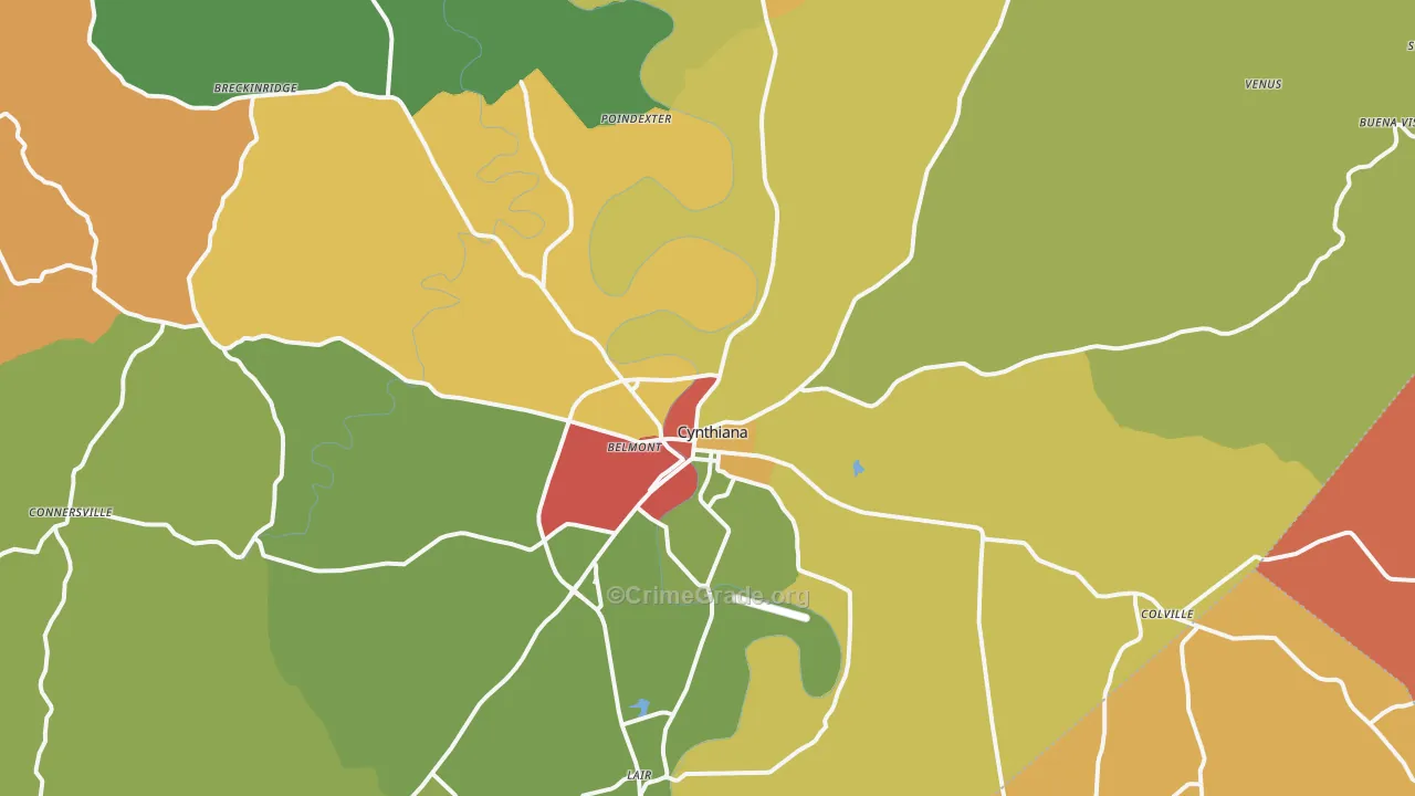 Cynthiana, KY Map of Theft Rates