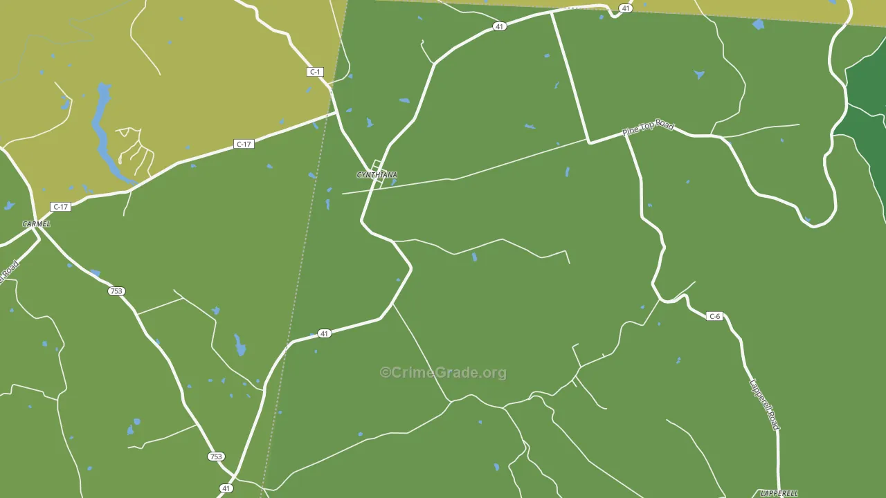 Cynthiana, OH Map of Theft Rates