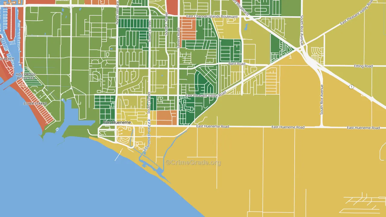 Cypress, Oxnard, CA Map of Theft Rates