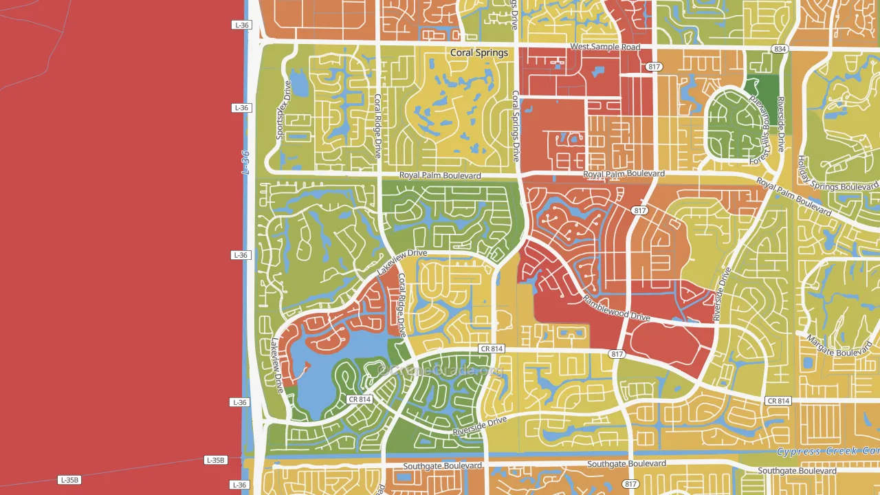 Cypress Run, Coral Springs, FL Map of Theft Rates