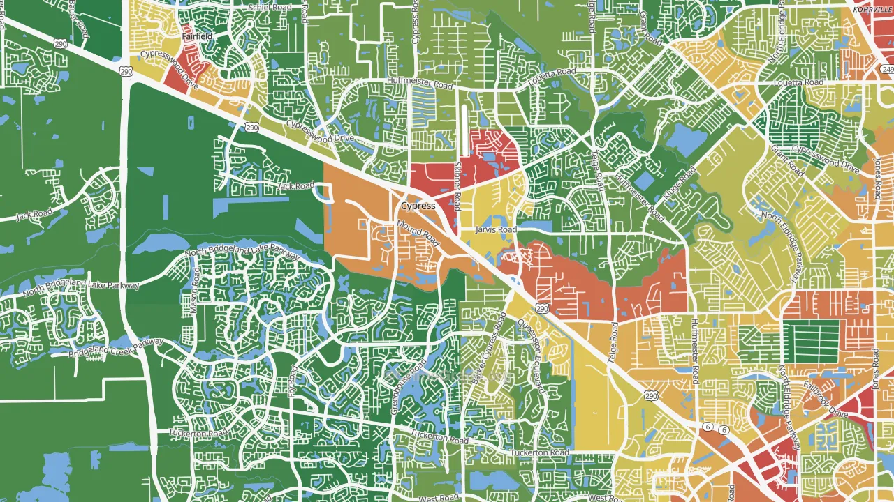 Cypress, TX Map of Theft Rates