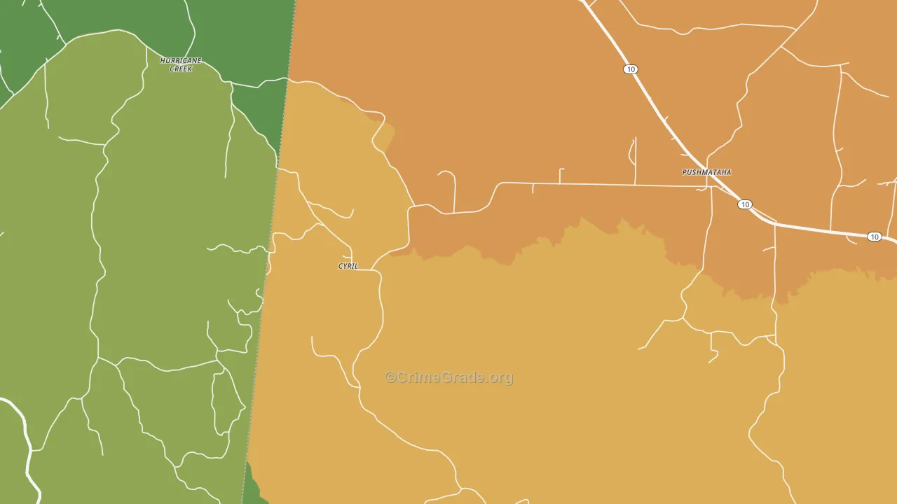 Cyril, AL Map of Theft Rates
