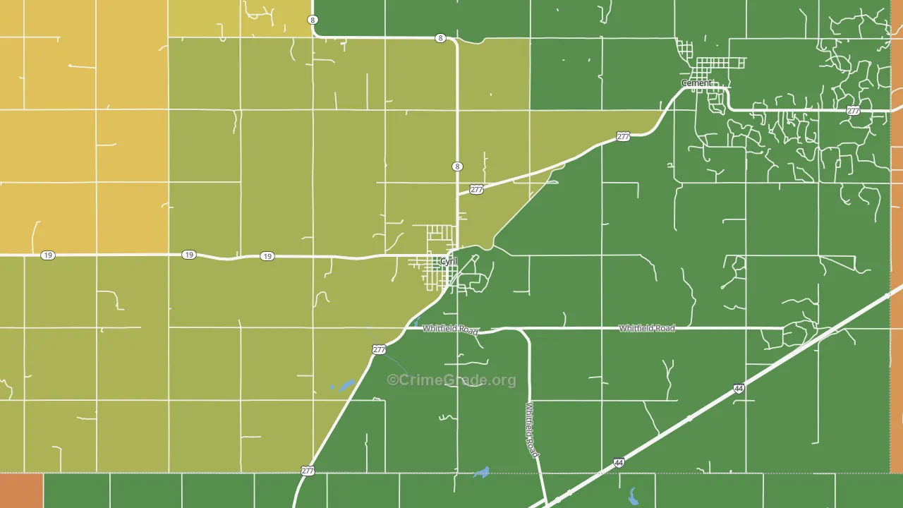 Cyril, OK Map of Theft Rates