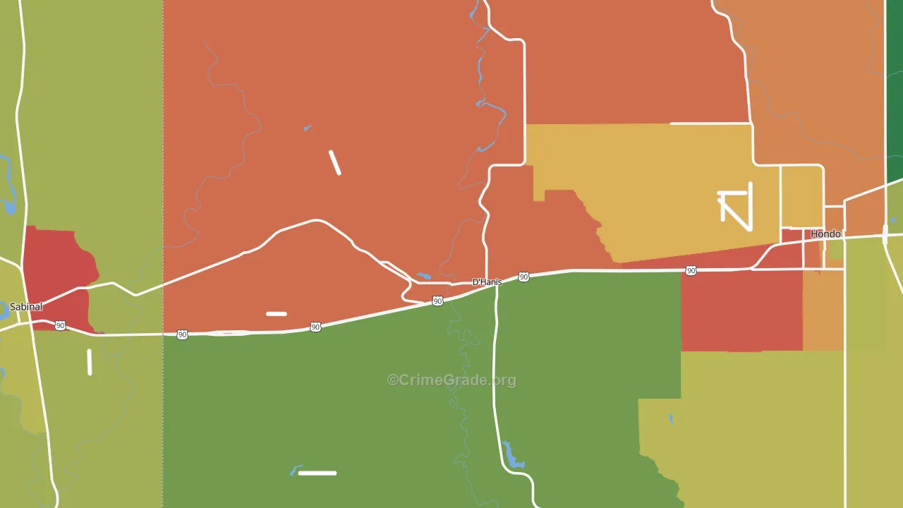 D'Hanis, TX Map of Theft Rates