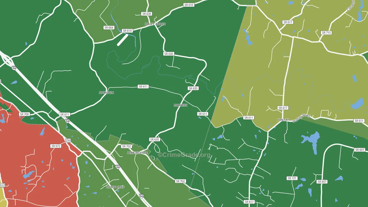 Dabneys, VA Map of Theft Rates