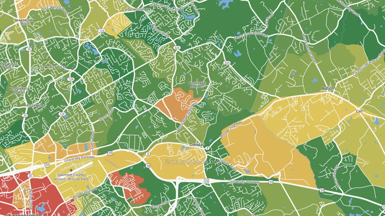 Dacula, GA Map of Theft Rates
