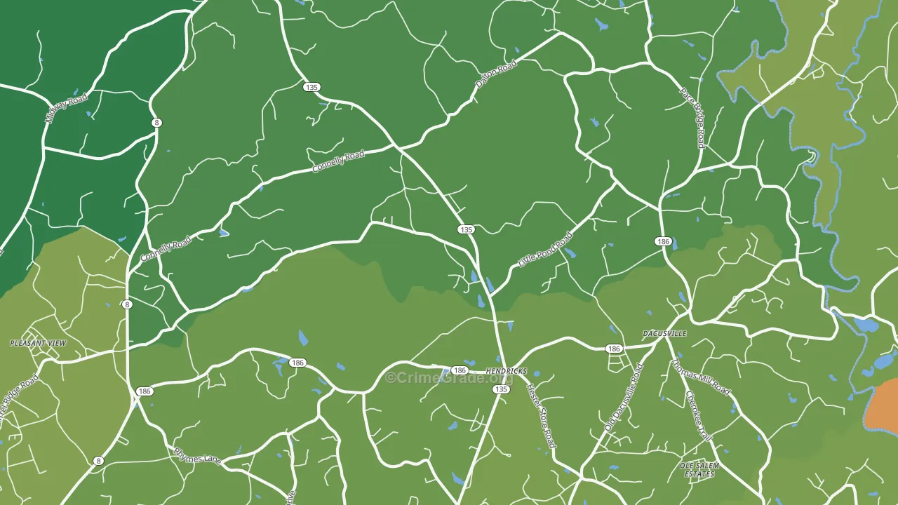 Dacusville, SC Map of Theft Rates