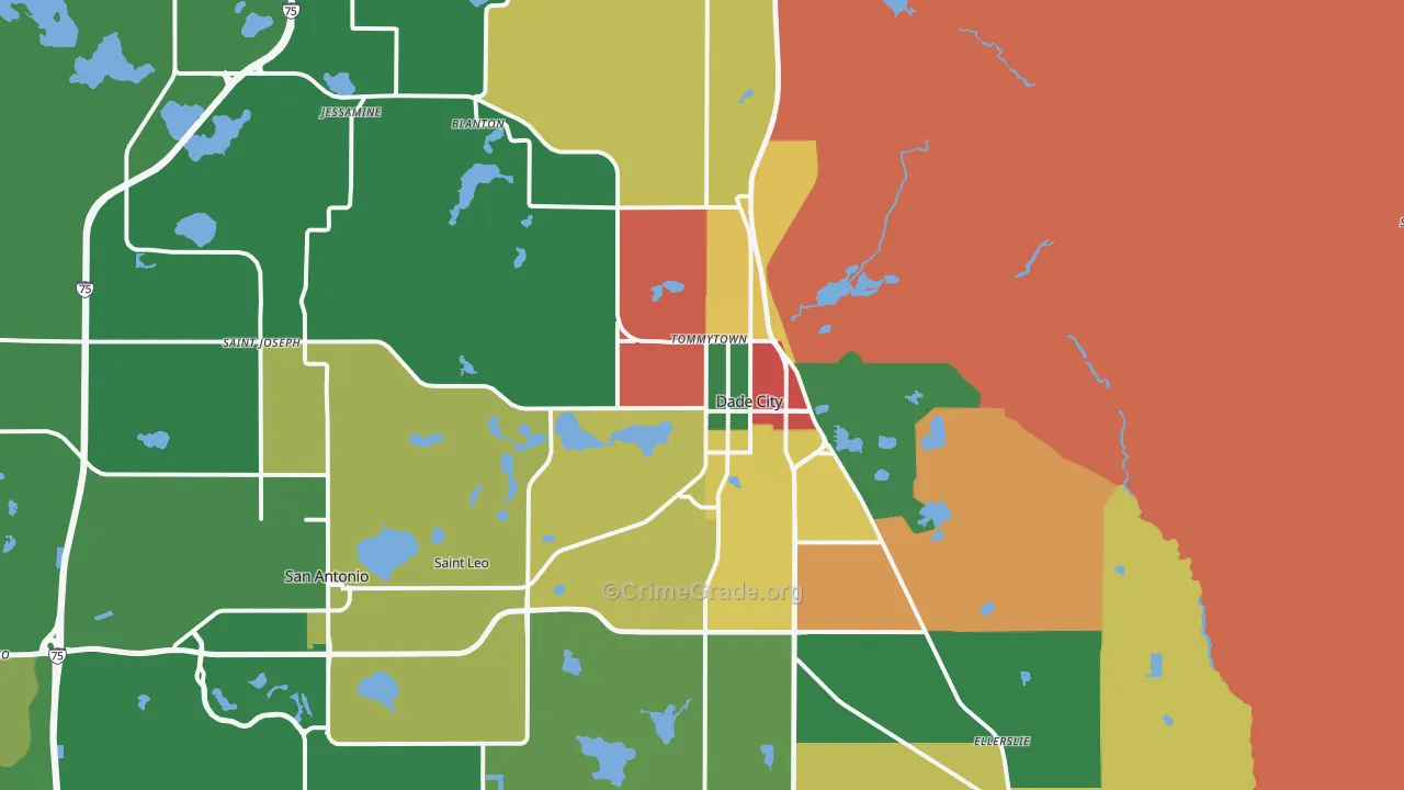 Dade City, FL Map of Theft Rates