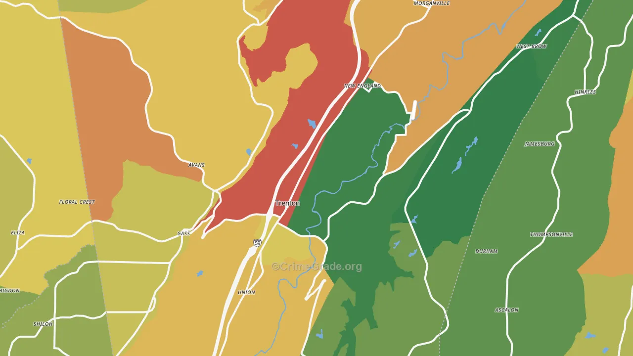 Dade County, GA Map of Theft Rates