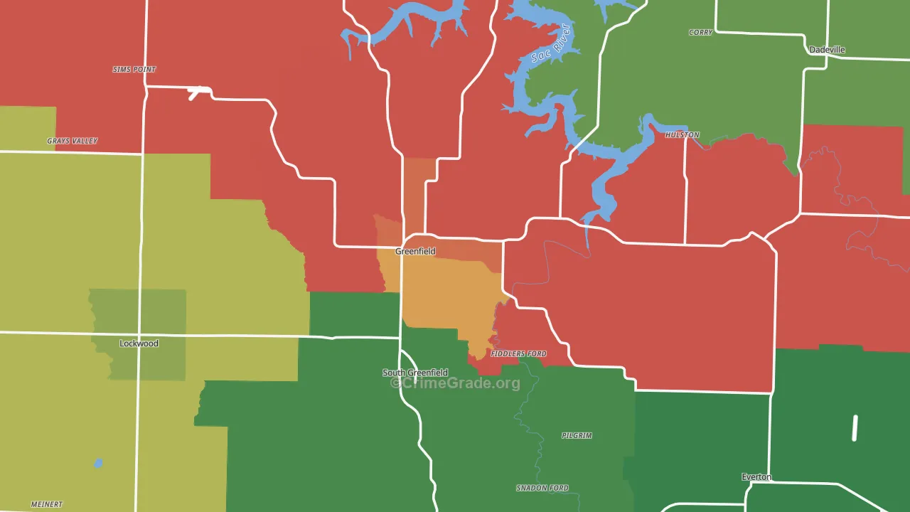 Dade County, MO Map of Theft Rates