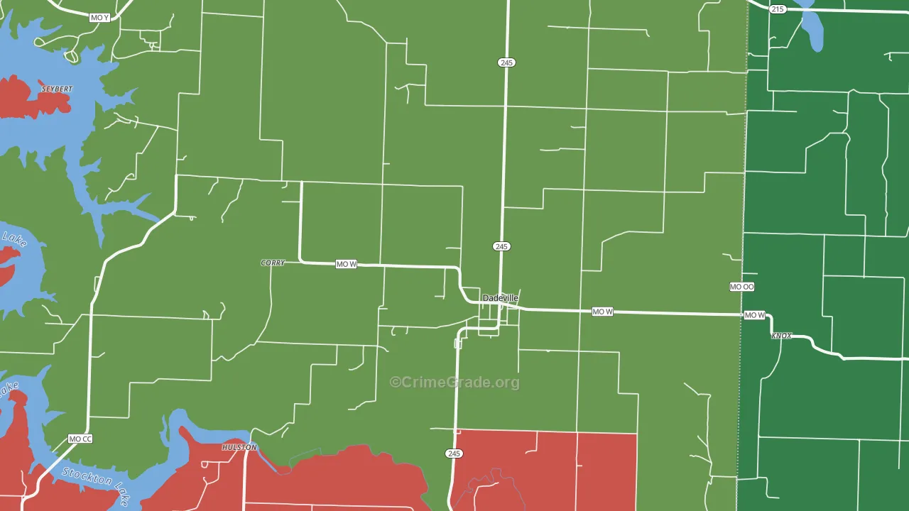 Dadeville, MO Map of Theft Rates