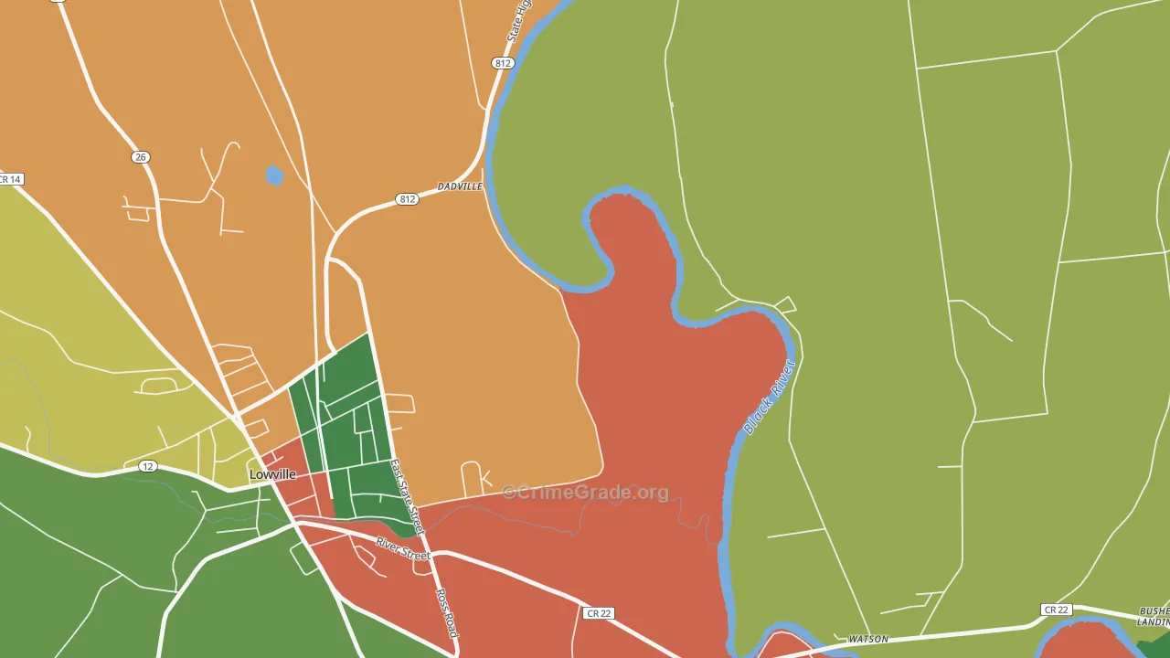Dadville, NY Map of Theft Rates
