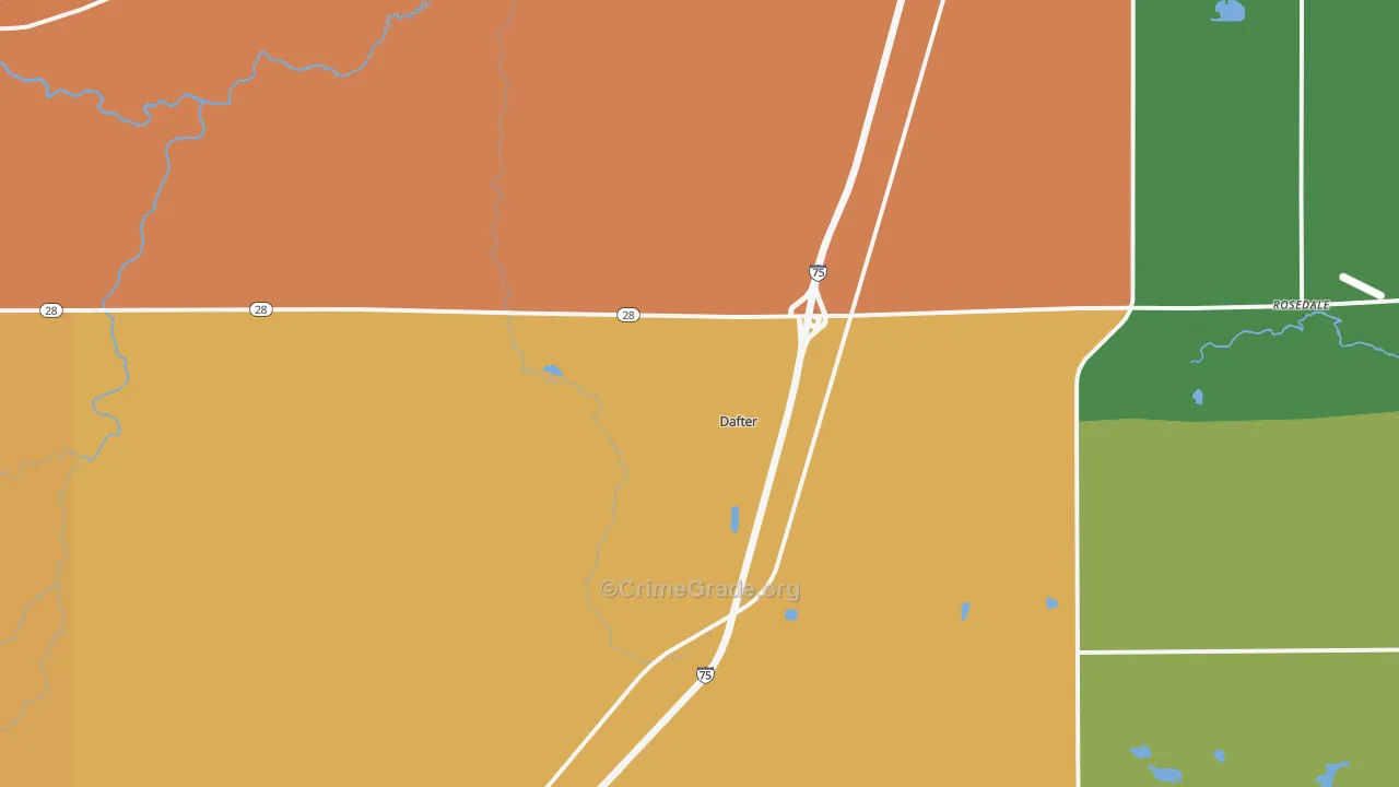 Dafter, MI Map of Theft Rates
