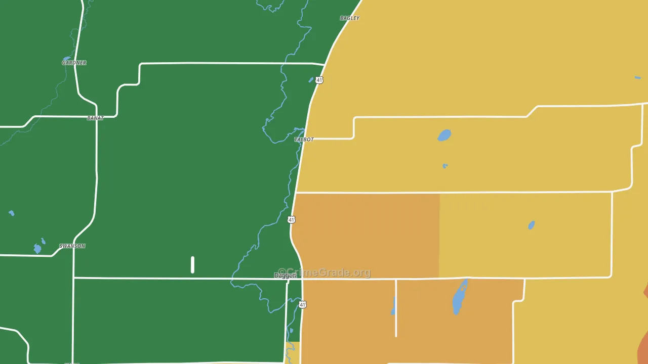 Daggett, MI Map of Theft Rates
