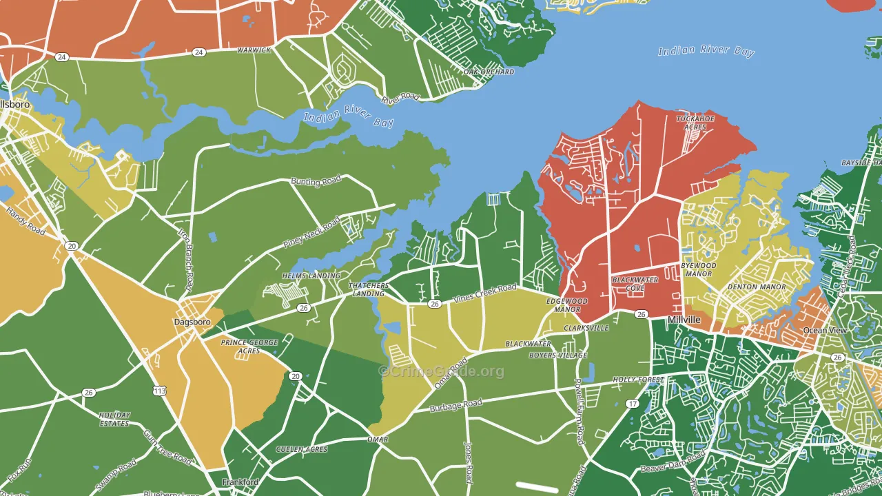 Dagsboro, DE Map of Theft Rates