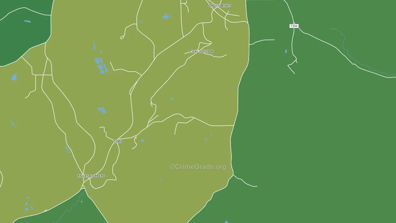 Dagus Mines, PA Map of Theft Rates