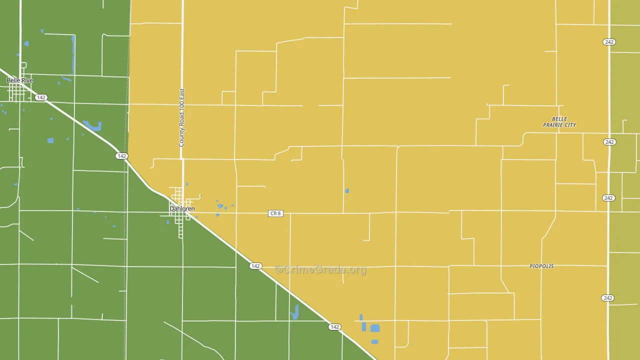 Dahlgren, IL Map of Theft Rates