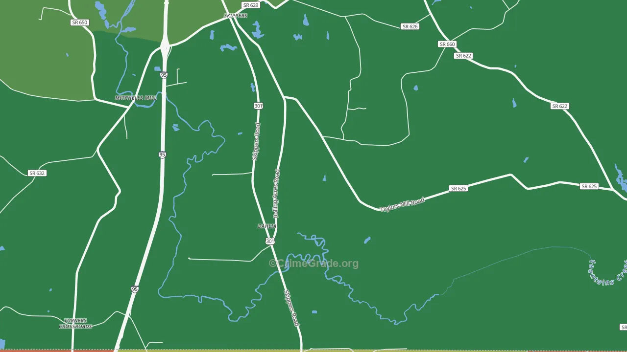 Dahlia, VA Map of Theft Rates