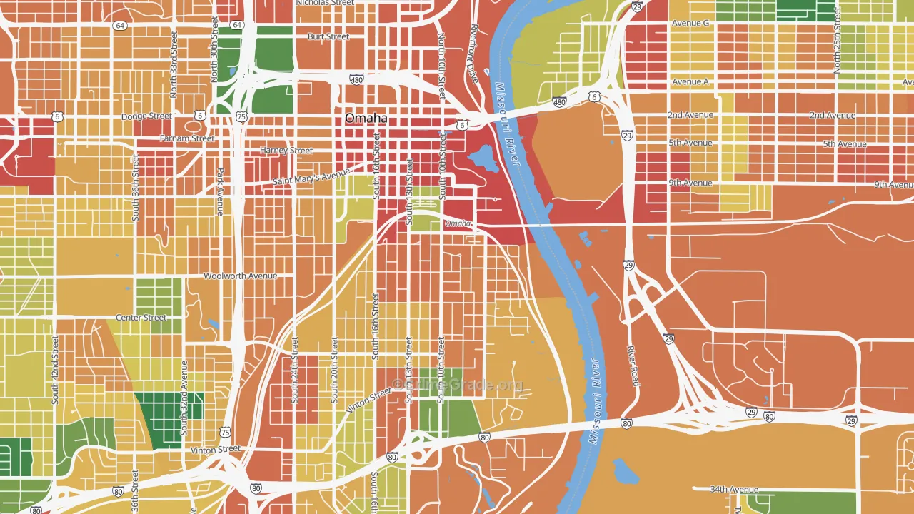 Dahlman, Omaha, NE Map of Theft Rates