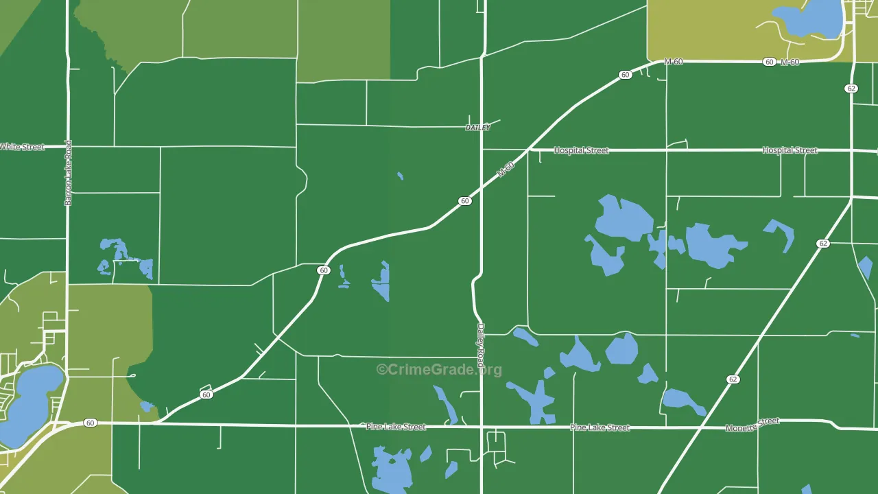 Dailey, MI Map of Theft Rates