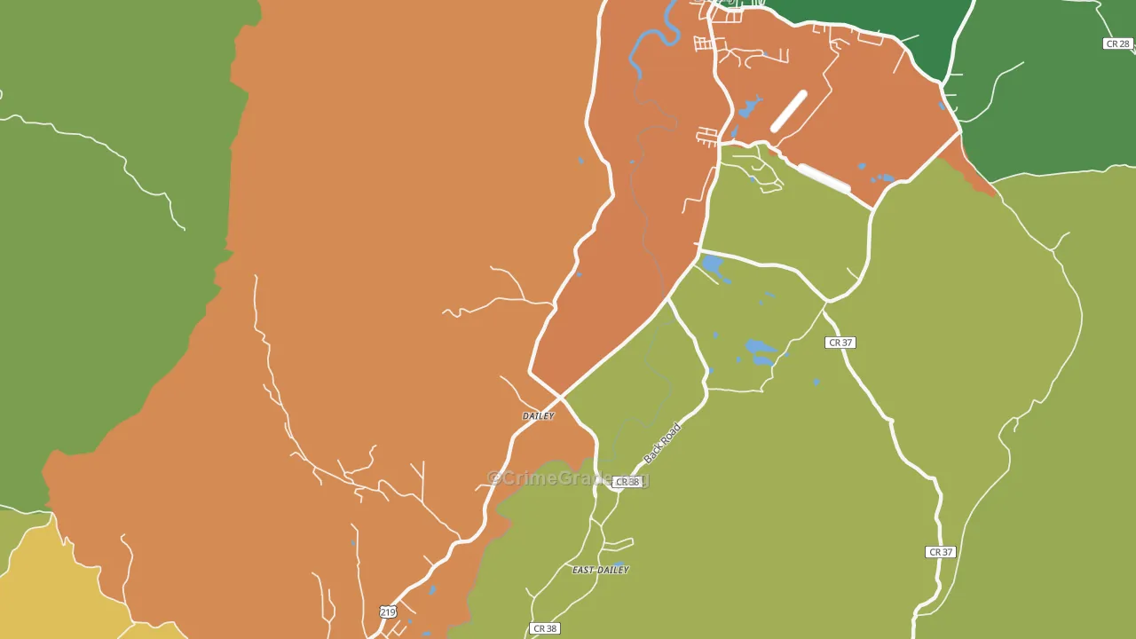 Dailey, WV Map of Theft Rates