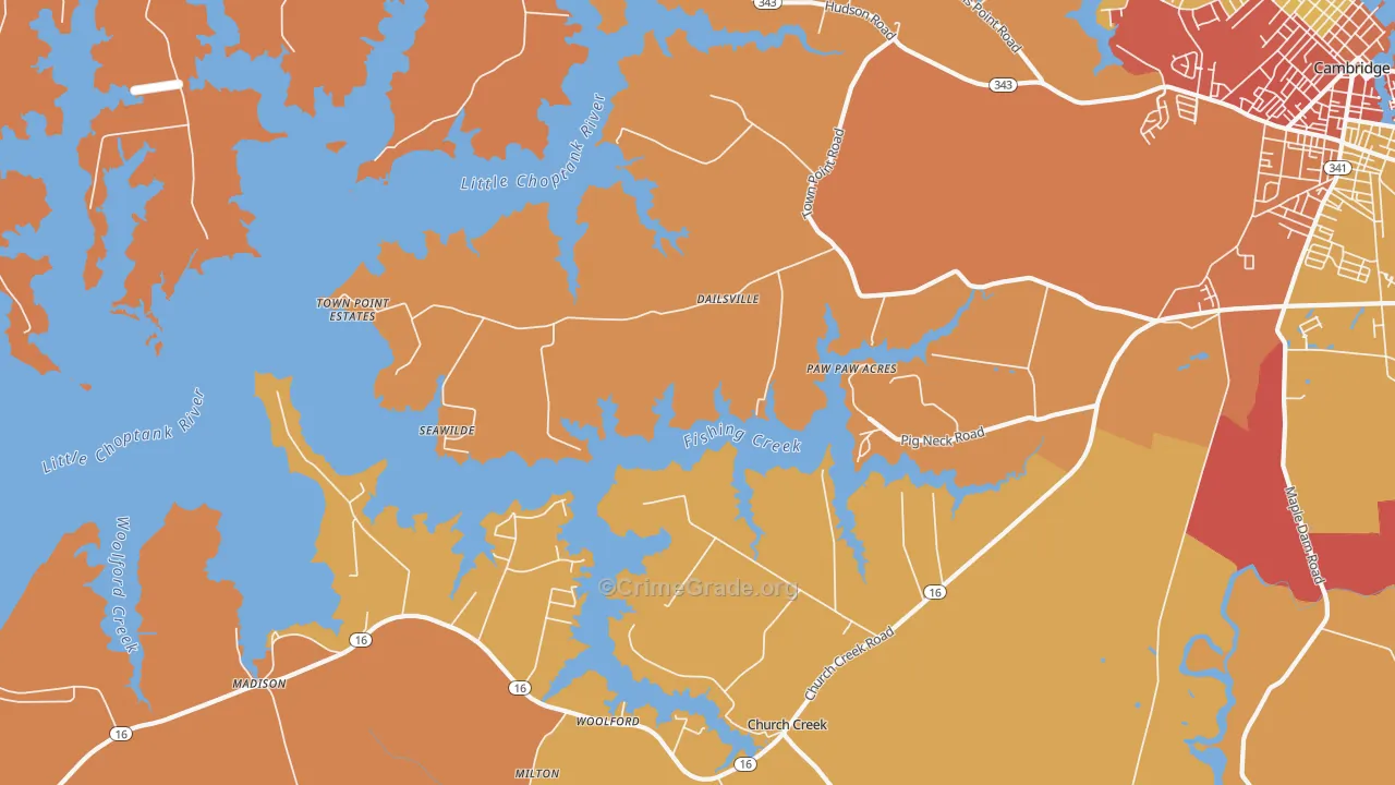 Dailsville, MD Map of Theft Rates