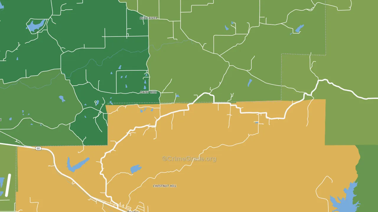 Daisy Hill, IN Map of Theft Rates